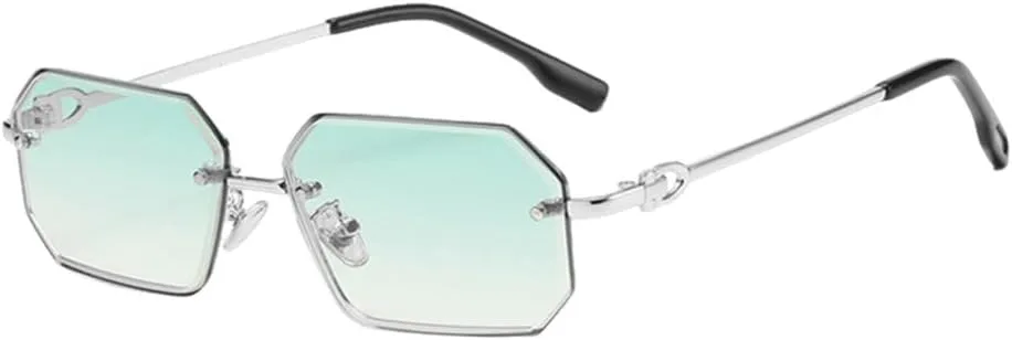 

Солнцезащитные очки MUTYNE для мужчин, многоугольные, UV400, для женщин, винтажные, квадратные, металлические, зеленые, коричневые, синие, Silver With Green