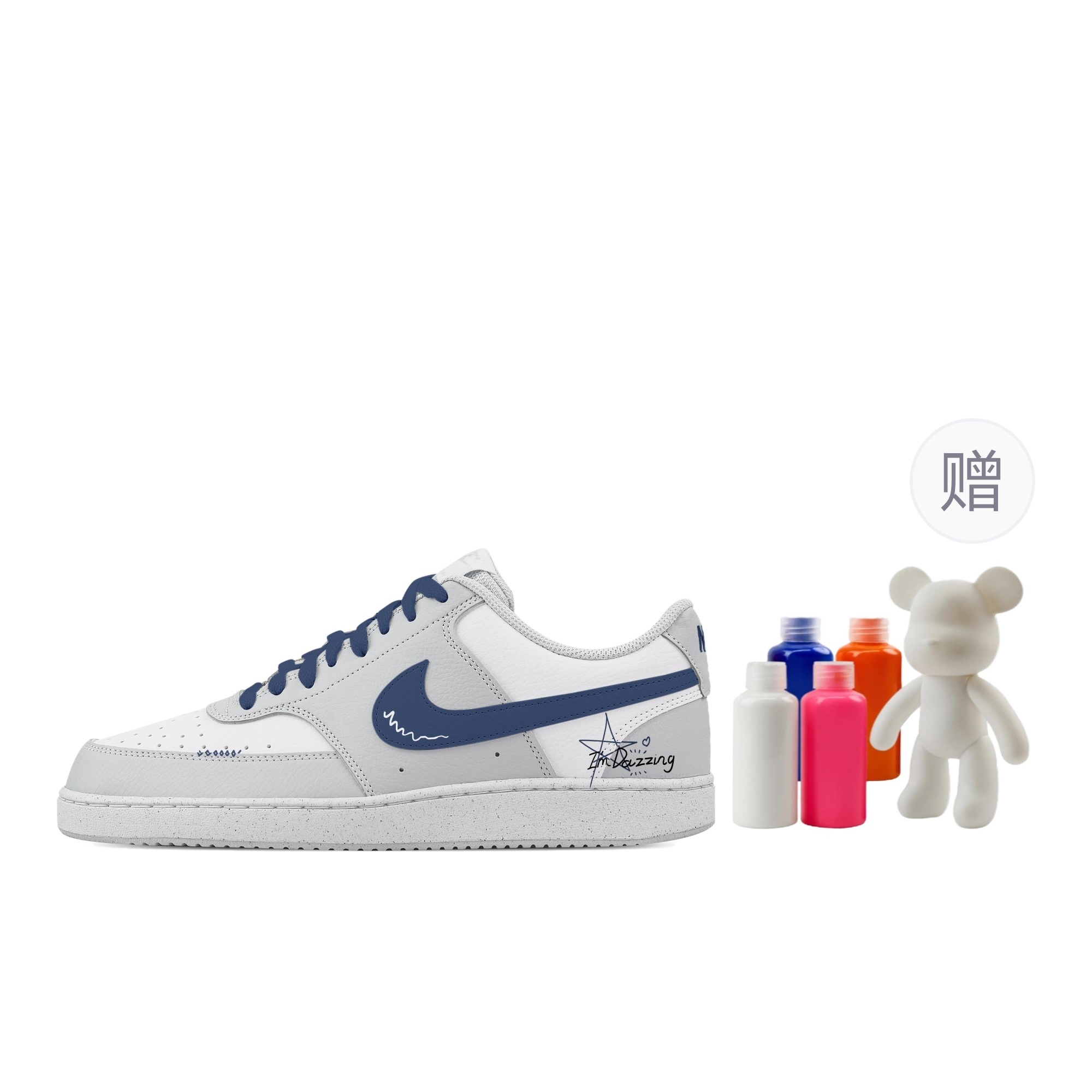 

Nike Низкие износостойкие кроссовки для скейтбординга Court Vision Starry Sea, мужские, белые, синие