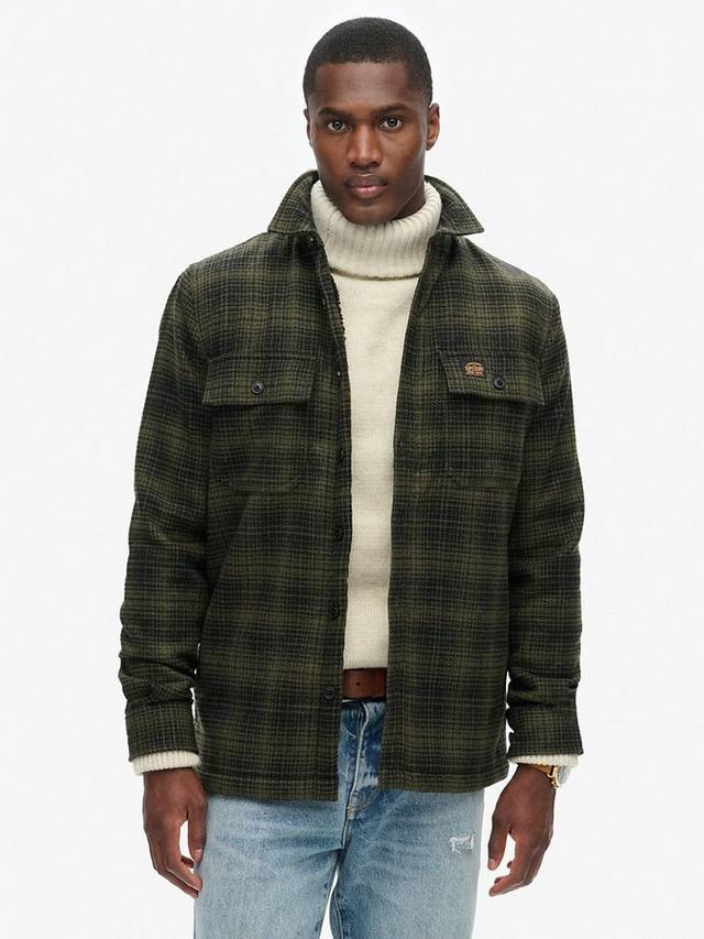 

Верхняя рубашка в клетку на флисовой подкладке Superdry, цвет Haze Ombre Olive