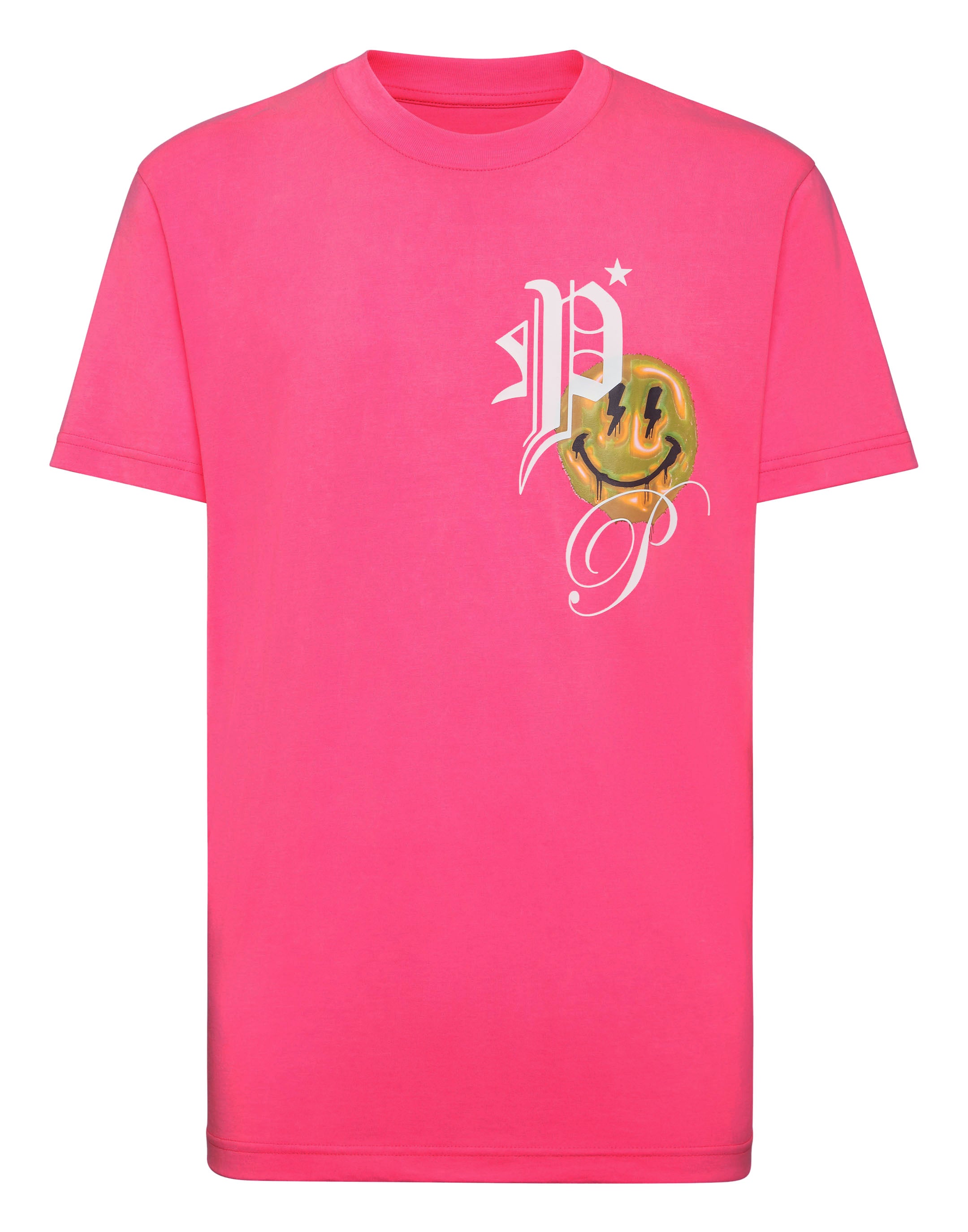 

Футболка с круглым вырезом SS Smile PHILIPP PLEIN, цвет fucsia fluo