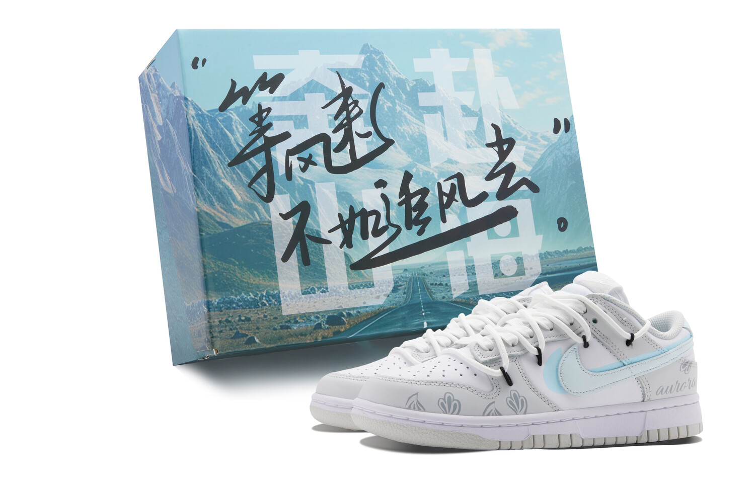 

Кроссовки для скейтбординга Dunk женские, низкие, серый/белый/синий Nike