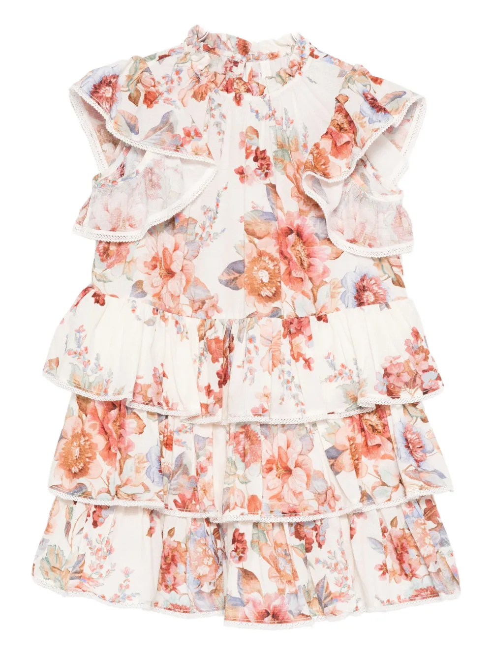 

Платье Awaken с оборками и ярусами Zimmermann Kids, белый