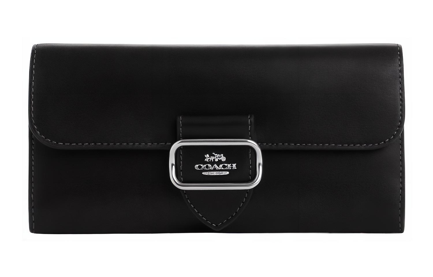 

Кошелек-клатч женский черный COACH с коровьей кожей и ПВХ