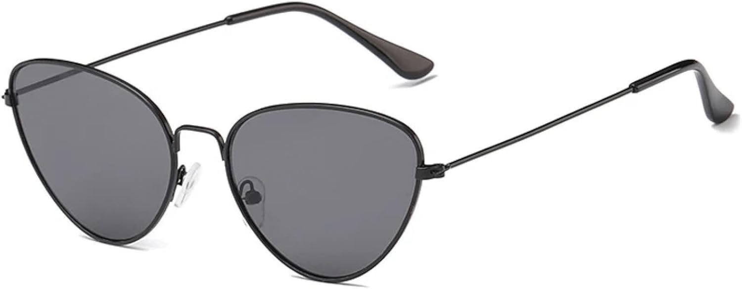 

Металлические солнцезащитные очки «кошачий глаз» для женщин и мужчин, модные, роскошные, винтажные, панк, для путешествий и вождения, с защитой от УФ-излучения UV400 TKKTLLT, Black Gray