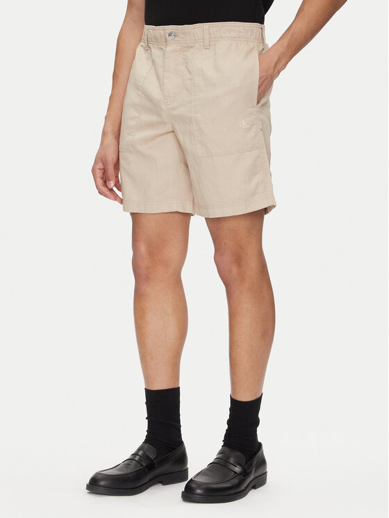 

Шорты из ткани обычного кроя J30J327300 Calvin Klein Jeans, бежевый