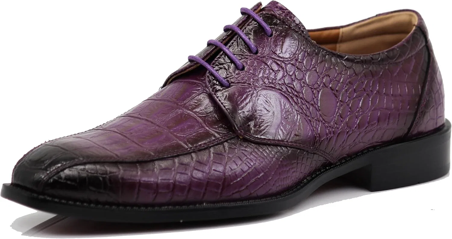 Мужские оксфорды Enzo Romeo Gator3N с принтом под крокодиловую кожу, на шнуровке, Colour: Purple