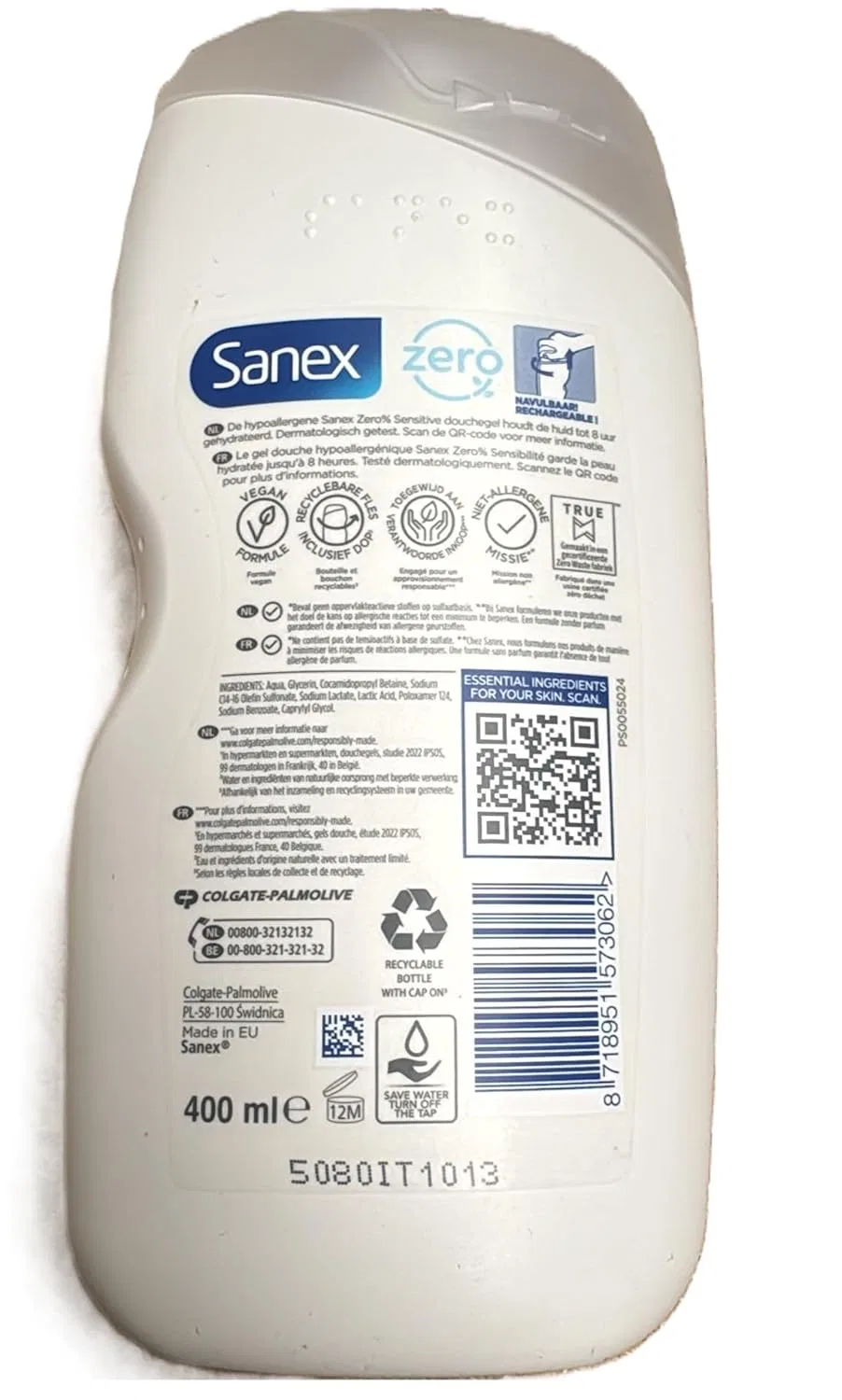 Гипоаллергенный гель для душа Sanex Zero% Sensitive 400 мл, 6 штук Sanex — фото 2