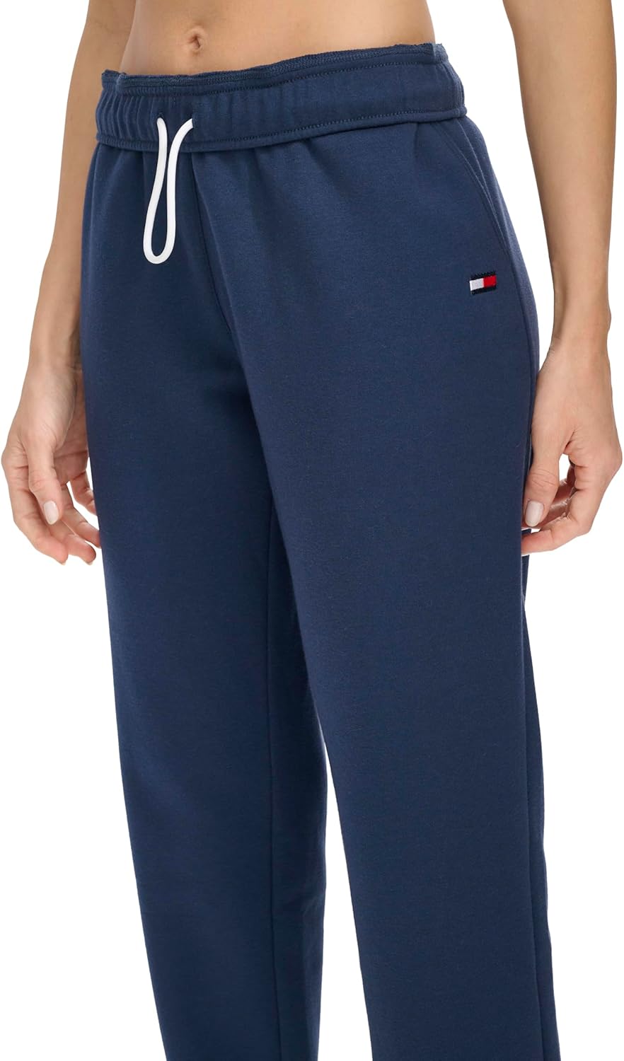 Женские флисовые джоггеры Tommy Hilfiger с вышитым флагом и эластичным поясом, Navy — фото 4
