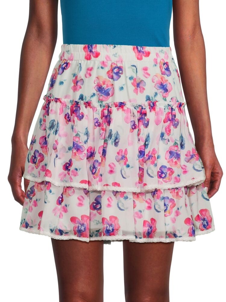 

Мини-юбка с цветочными рюшами Allison New York, цвет Pink Floral