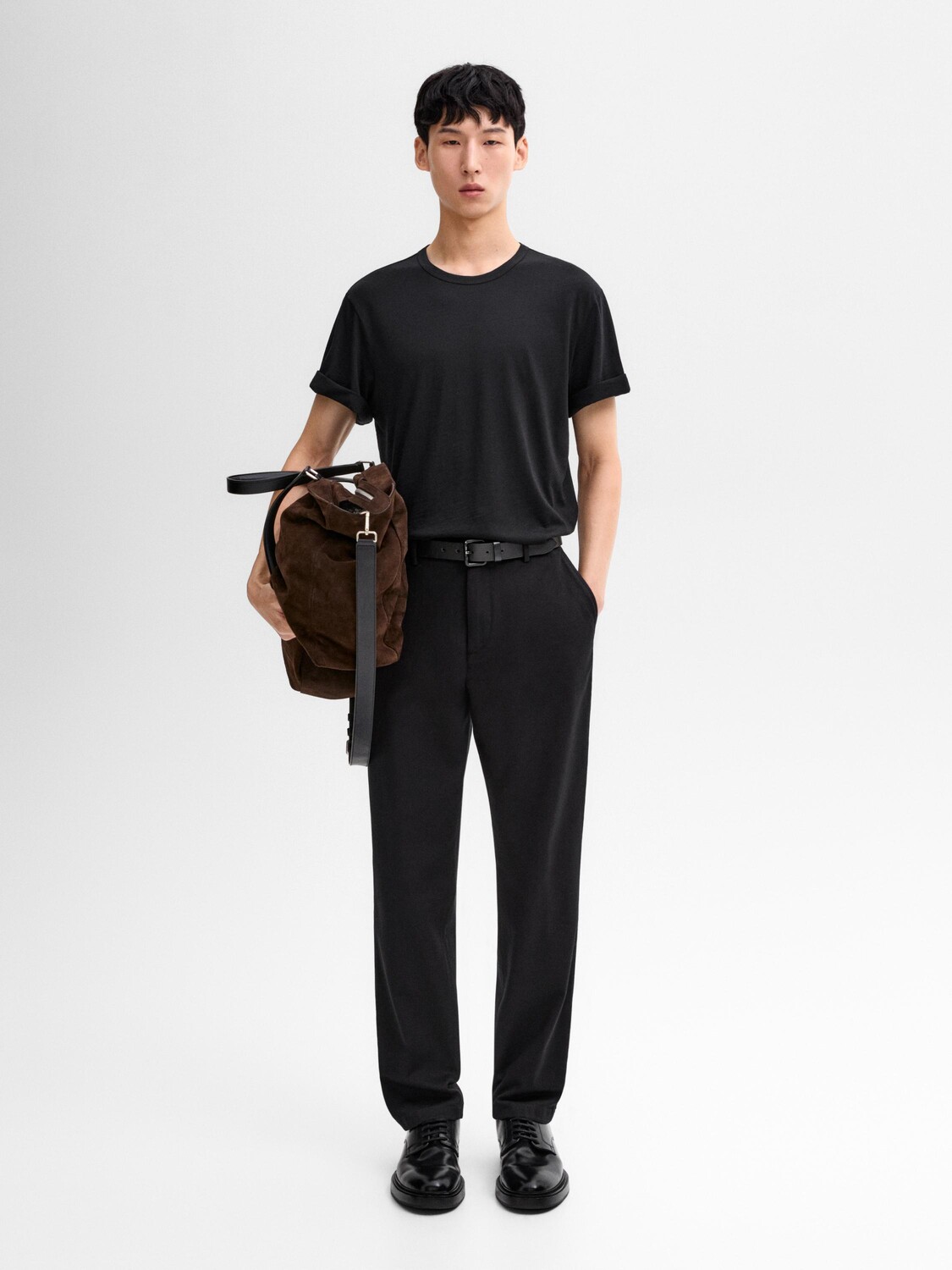 

Футболка из смесовой шерсти Massimo Dutti, черный