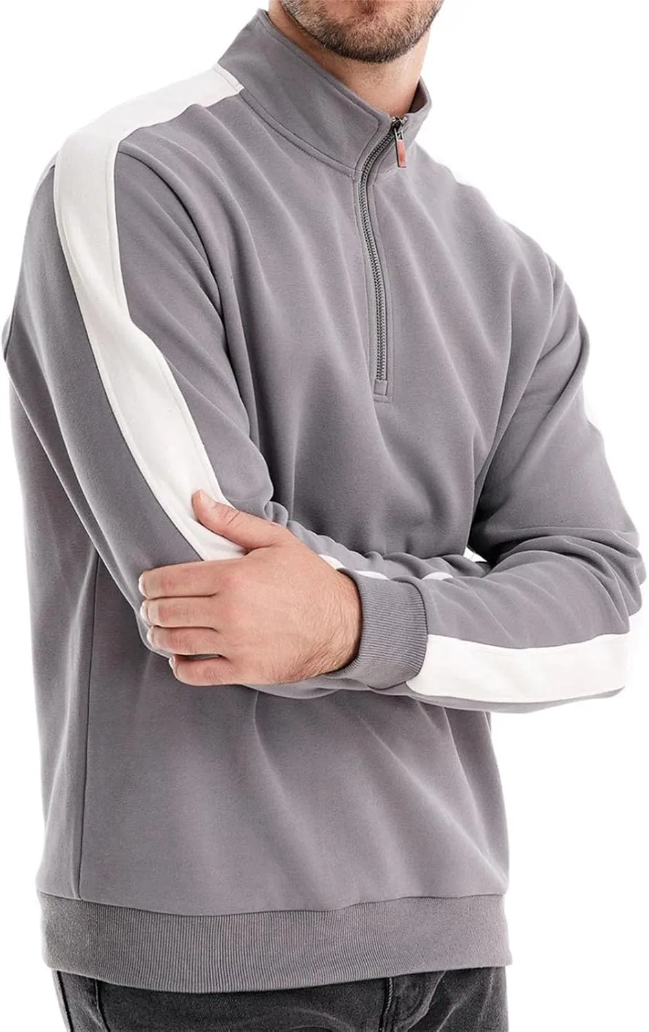 Спортивный свитер-пуловер Patchwork Quarter Zip из хлопковой смеси для мужчин — фото 2