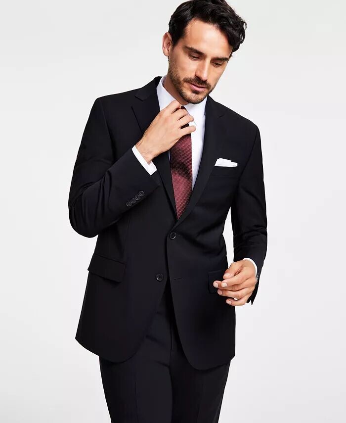

Мужской пиджак классического кроя из смесовой шерсти стрейч Brooks Brothers, черный