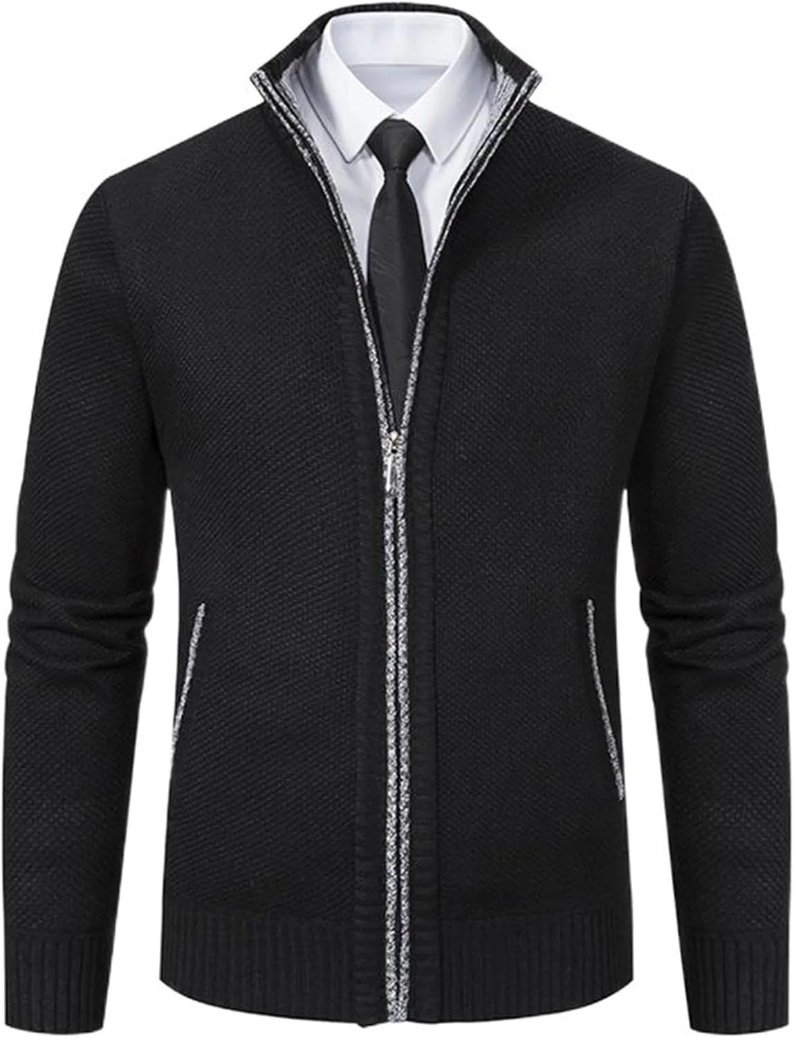 

Мужской зимний свитер-кардиган на молнии с воротником стойкой ESFHWYP