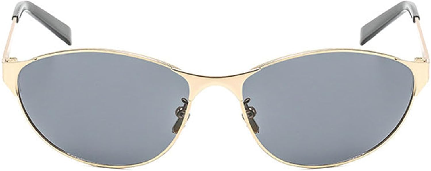 

willochra Модные солнцезащитные очки «кошачий глаз» для женщин 2025 года, роскошные винтажные солнцезащитные очки в маленькой овальной металлической оправе для женщин, ретро-очки, C1