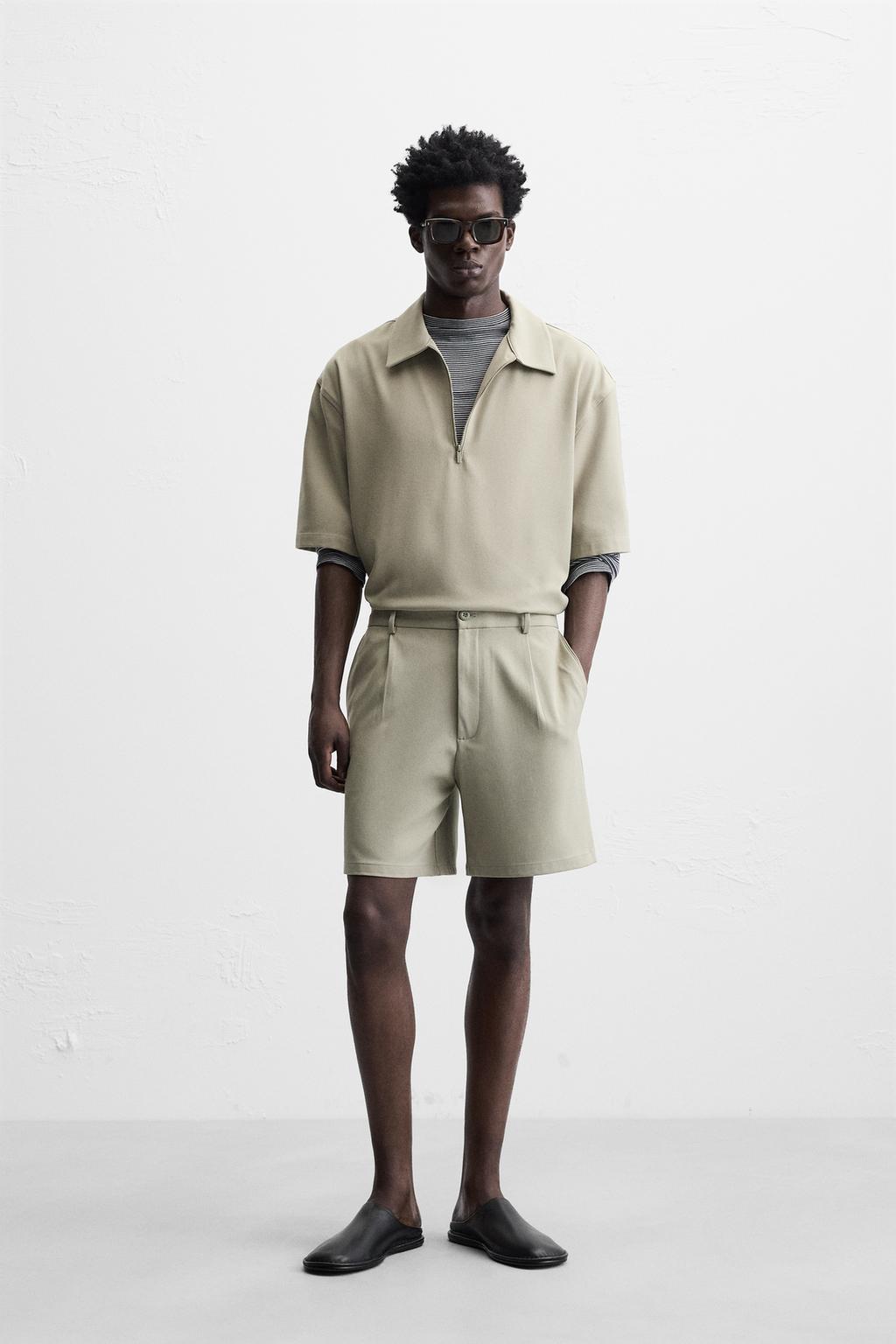 

Комфортные шорты-бермуды обычной посадки ZARA, цвет Apple green
