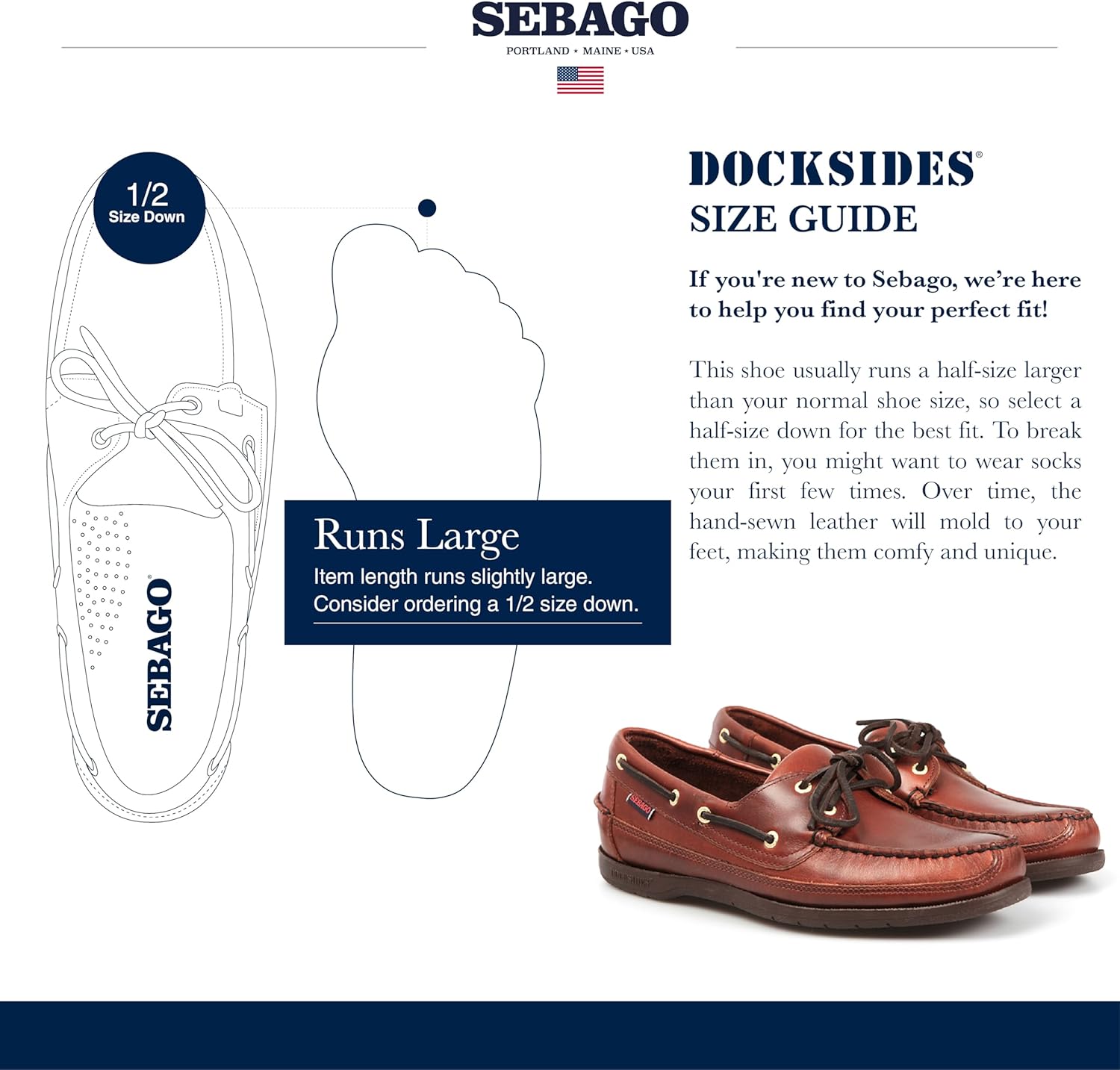 Водонепроницаемые лодочные туфли Sebago Schooner - кожаные мокасины для мужчин с 360-градусной шнуровкой из сыромятной кожи и подошвой, не оставляющей следов и противоскользящей, коричневый — фото 3