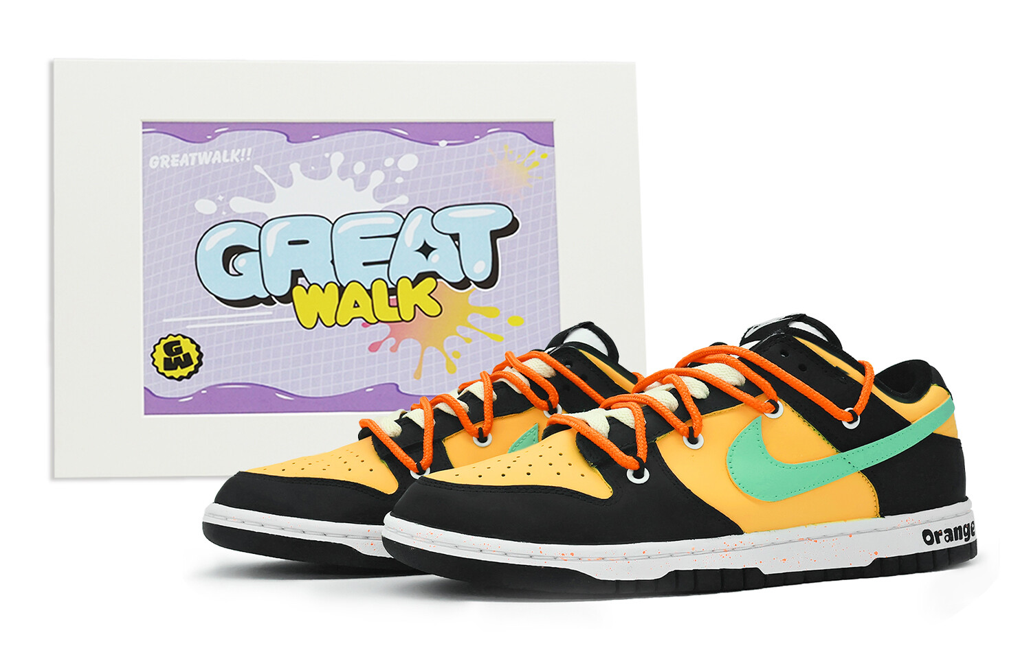 

Кроссовки Nike Dunk Skateboarding Shoes Women's Low-top Black/yellow/blue, черный