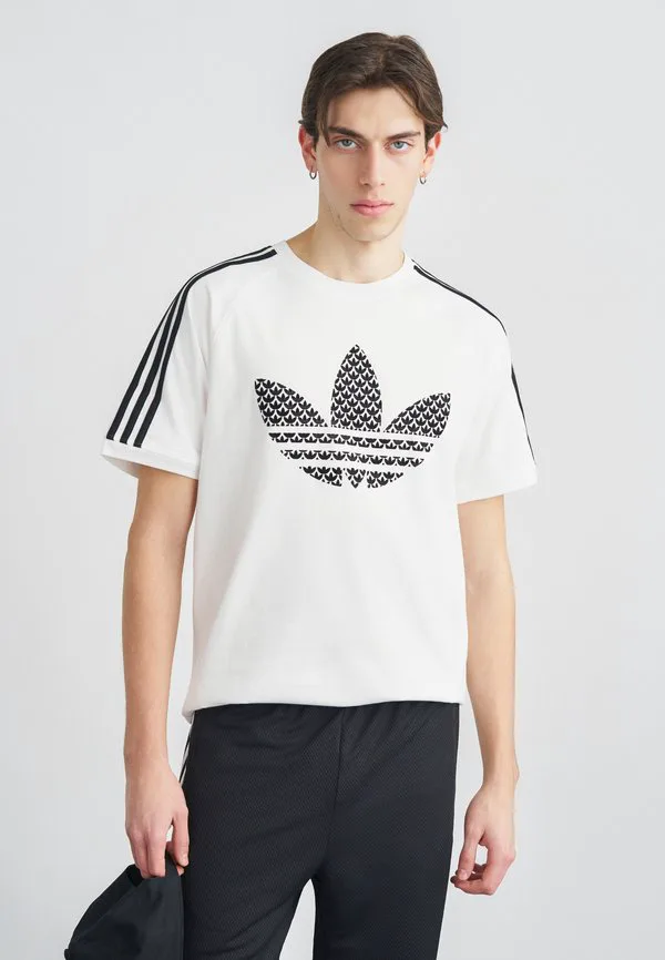 Футболка с монограммой и полосками Adidas Originals, White