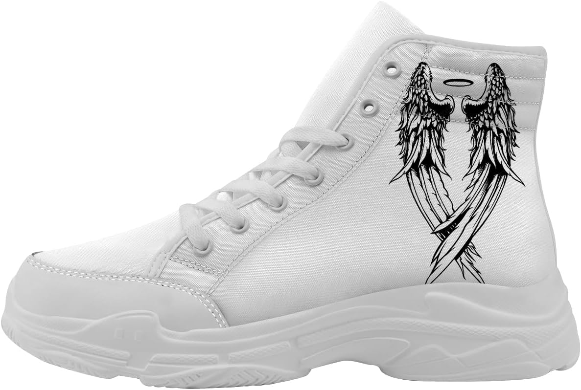 

Кеды на высокой подошве для женщин и мужчин, кроссовки с крыльями и шнуровкой на платформе, подарки для нее и для него Generic, белый