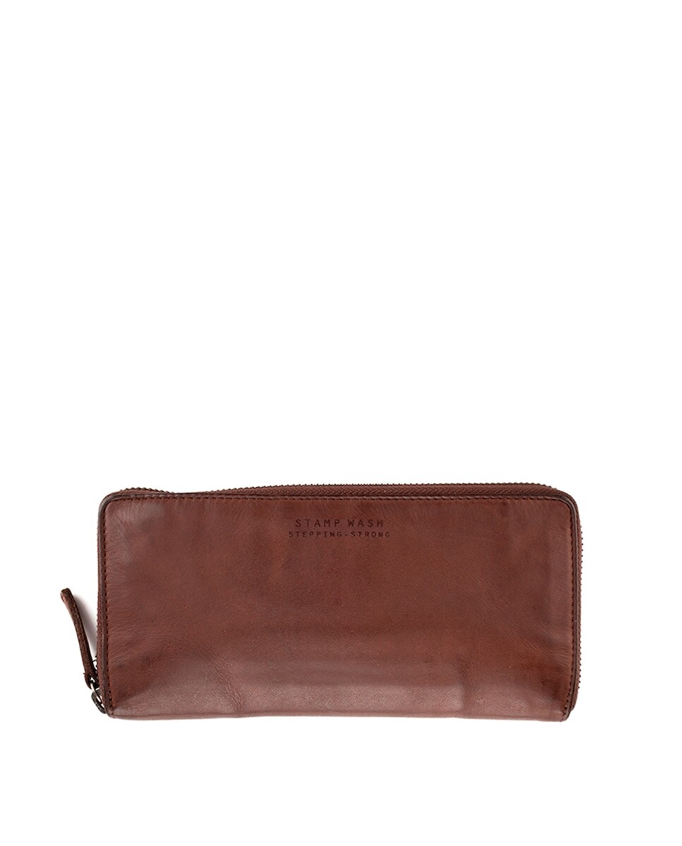 

Женский кошелек из коричневой стираной кожи Stamp, темно коричневый