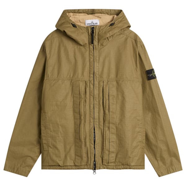 

Короткая парка из хлопка рипстоп с двойным покрытием Stone Island, military зеленый