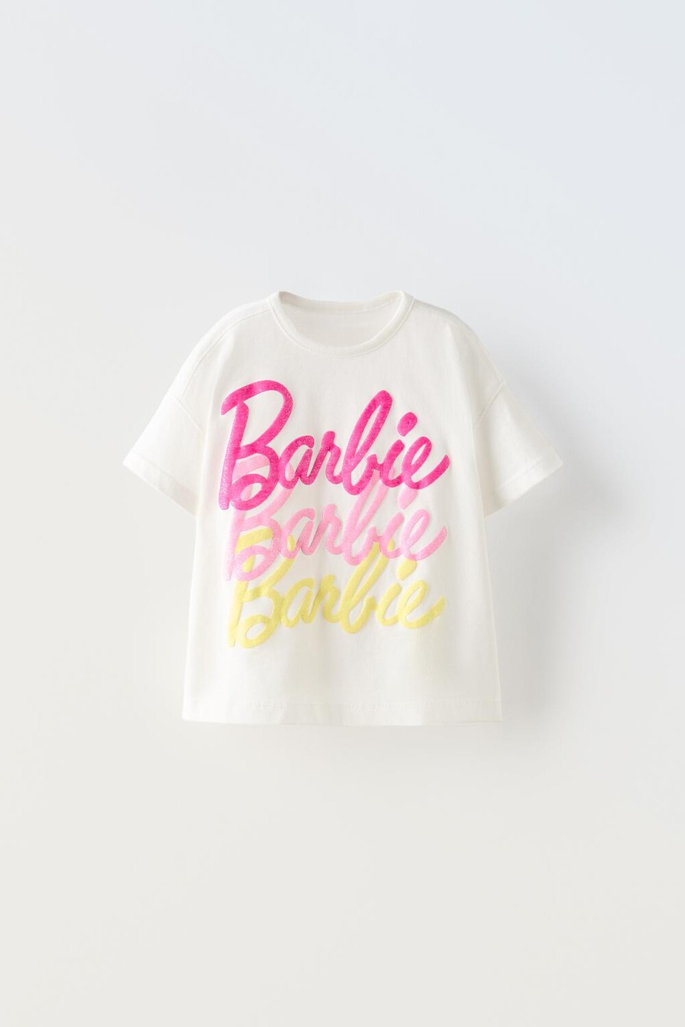 

Футболка mattel barbie shimmery ZARA, устрично-белый