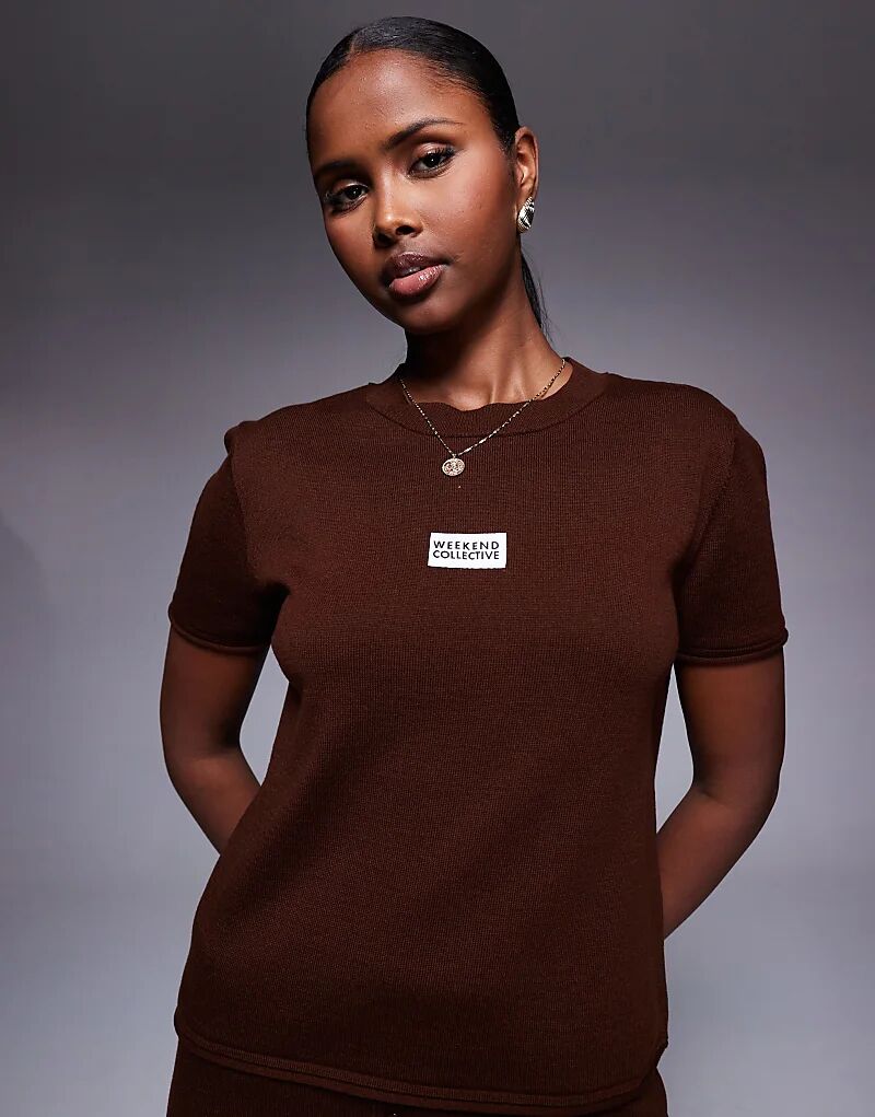

Футболка Weekend Collective Co-ord в шоколадном цвете Asos Weekend Collective