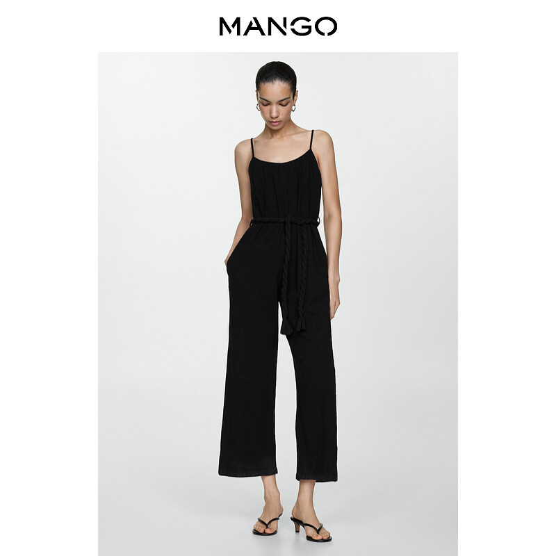 

Женский комбинезон Mango с широкими штанинами, черный