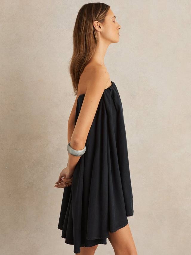 

Плиссированное мини-платье Flo Bandeau Reiss, Indigo