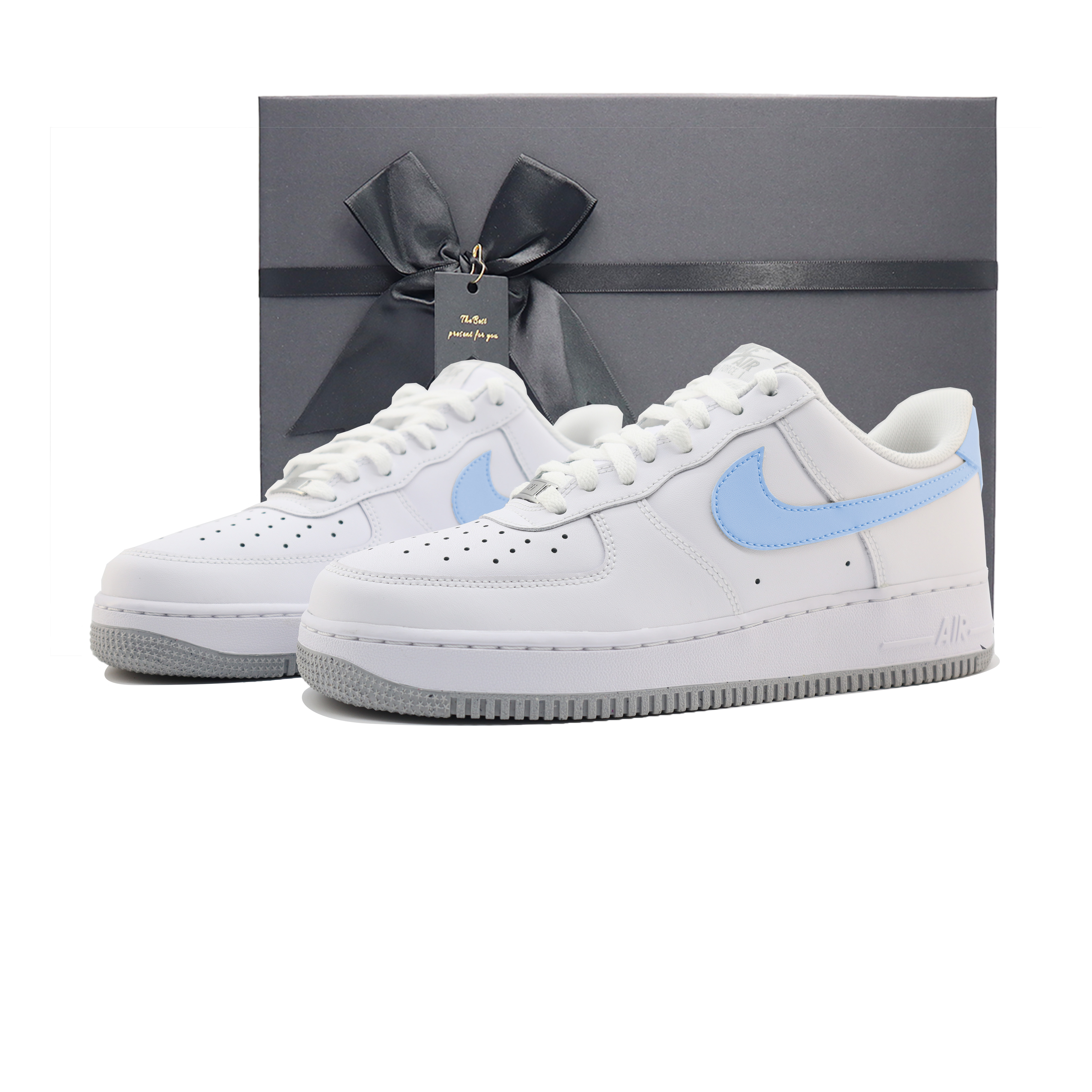 

Nike Мужские кроссовки Air Force 1 с низким верхом, противоскользящие, износостойкие, белые, синие