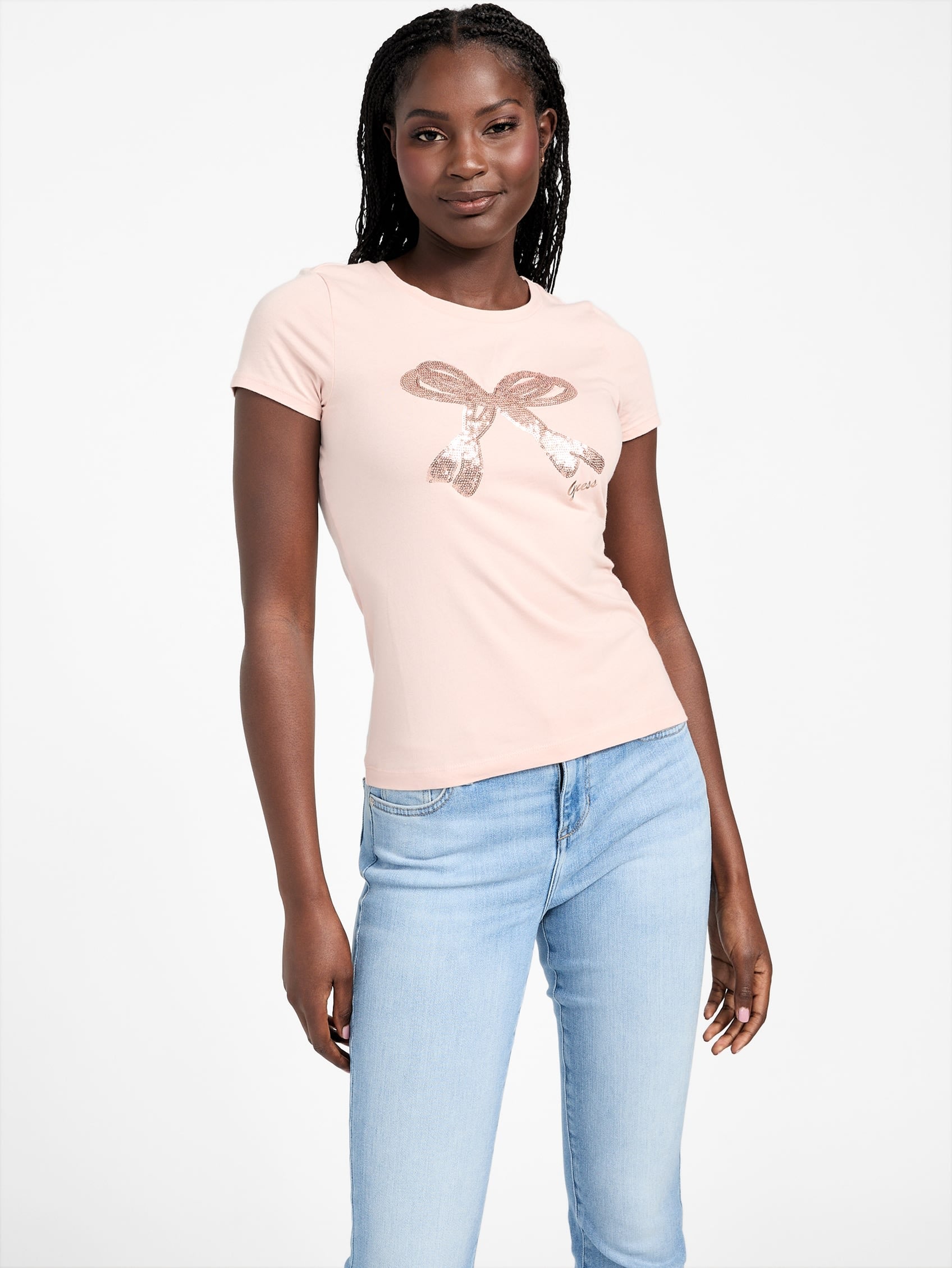 

Футболка Eco Rowe Guess Factory, цвет vapor rose