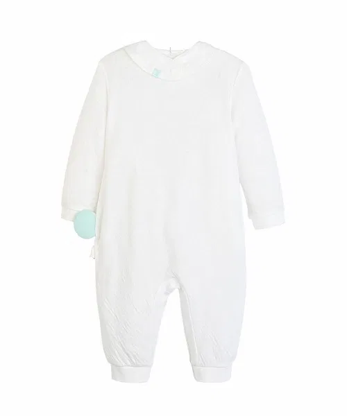 Комплект из длинного боди и слюнявчика moimoln Bear Cotton Double Face, 2 предмета, офф-белый — фото 3