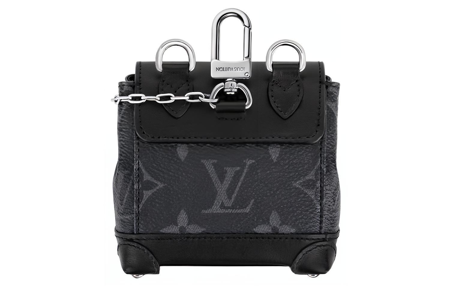 Сумка-мессенджер мини мужская черная LOUIS VUITTON из парусины с паровой пропиткой и кожаными деталями с подвесными мешочками для хранения — фото 2