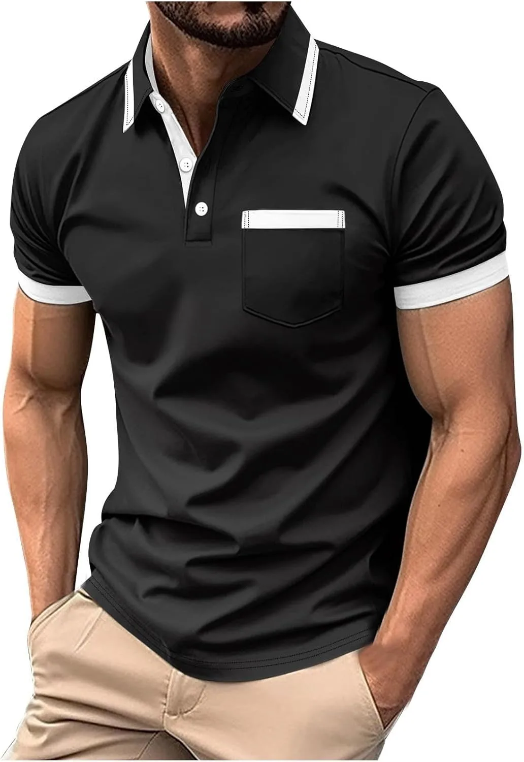 

Мужская поло с влагоотводящим эффектом, короткий рукав, с карманом fnnxeal