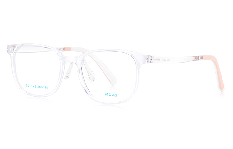 

MUZU Пластиковая квадратная оправа для очков TR/Memory унисекс, Nude color transparent - C01+0 degree flat light anti-blue light lens