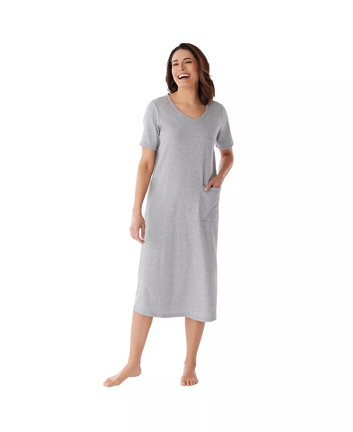 

Рубашка для сна Plus Size Only Necessities в рубчик Only Neccessities, серый