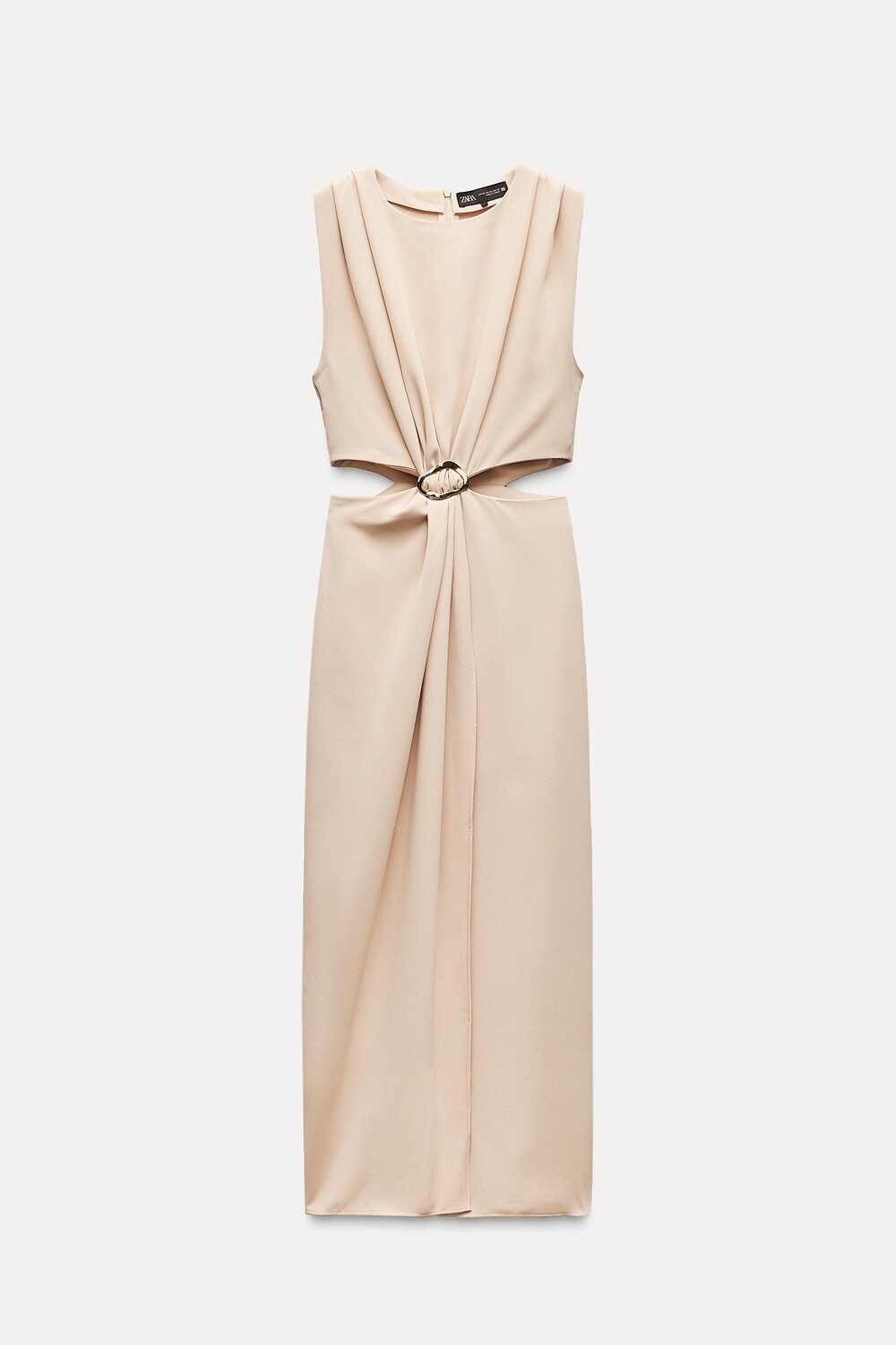 

Платье Zara Cut-out With Buckle, бежевый