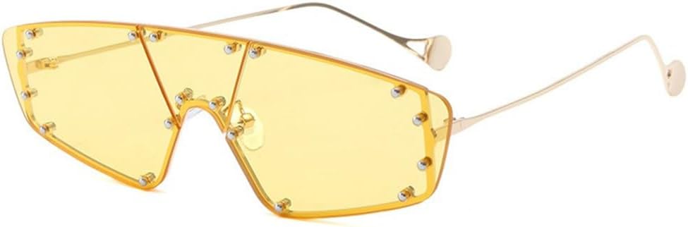 

Женские солнцезащитные очки в стиле стимпанк с плоской верхней частью, мужские ретро-очки с заклепками, солнцезащитные очки-маски с защитой от УФ-излучения UV400 LANGSER, Yellow