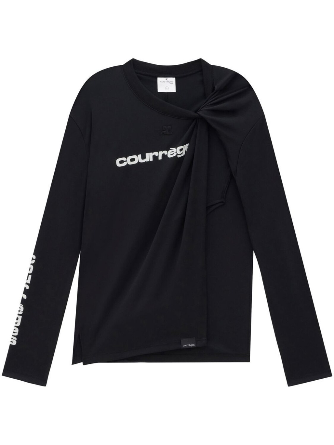 

Футболка с длинными рукавами и драпировкой Courrèges, черный