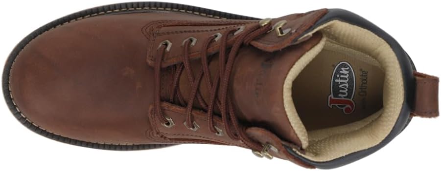Мужские ботинки Justin Boots CR401 Resistor с водонепроницаемой шнуровкой, 15 см, коричневый — фото 4