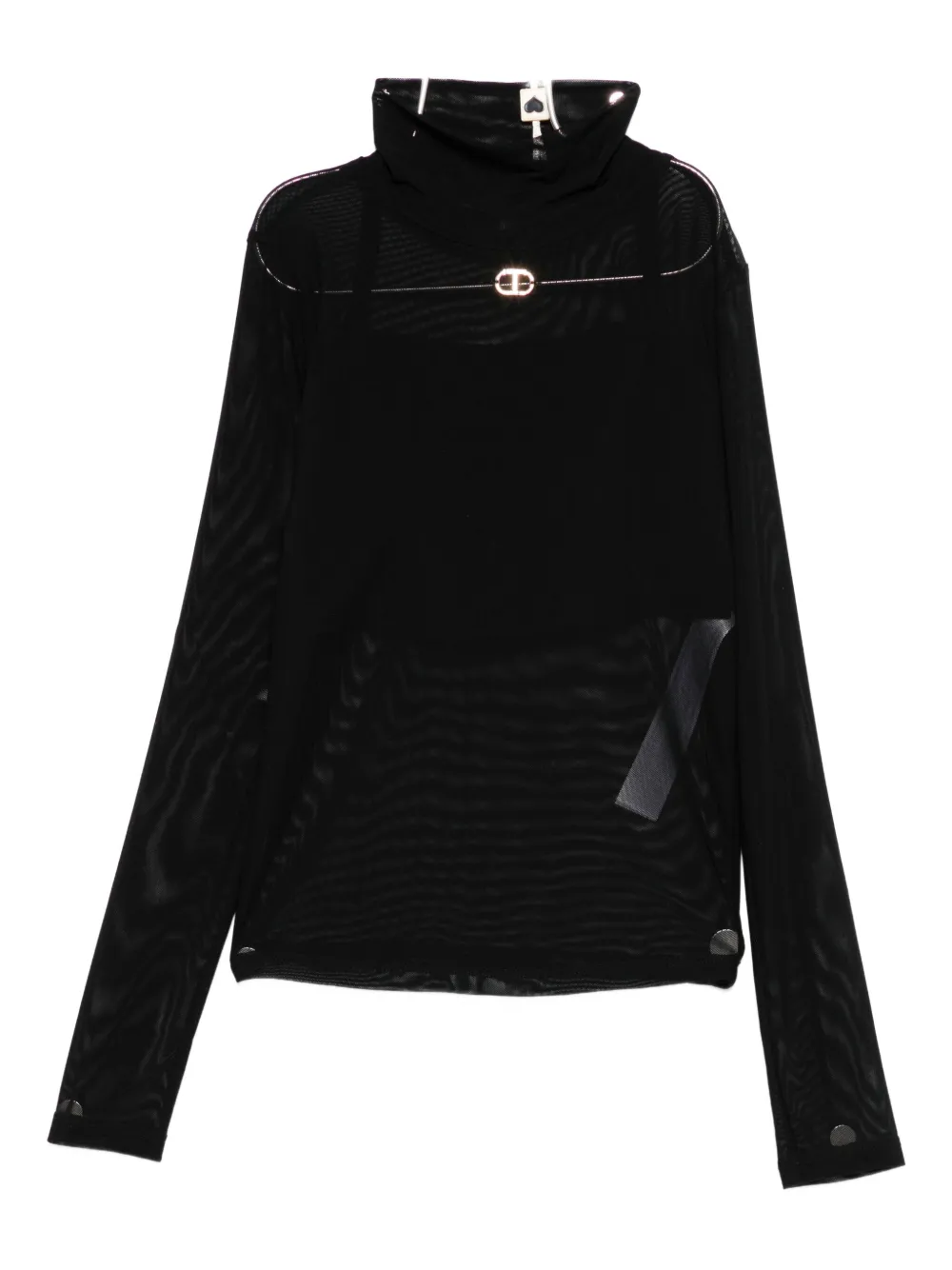 

Футболка из сетки с высоким воротом TWINSET Kids, черный