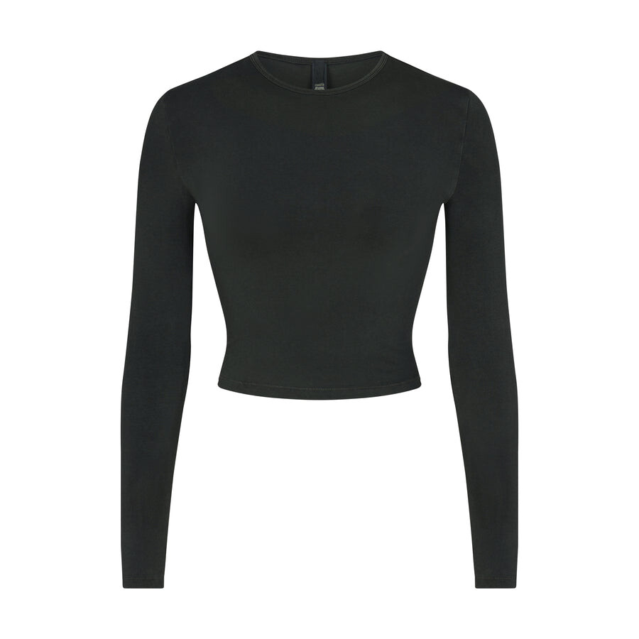 

Укороченная футболка с длинным рукавом SKIMS New Vintage, цвет Washed Onyx