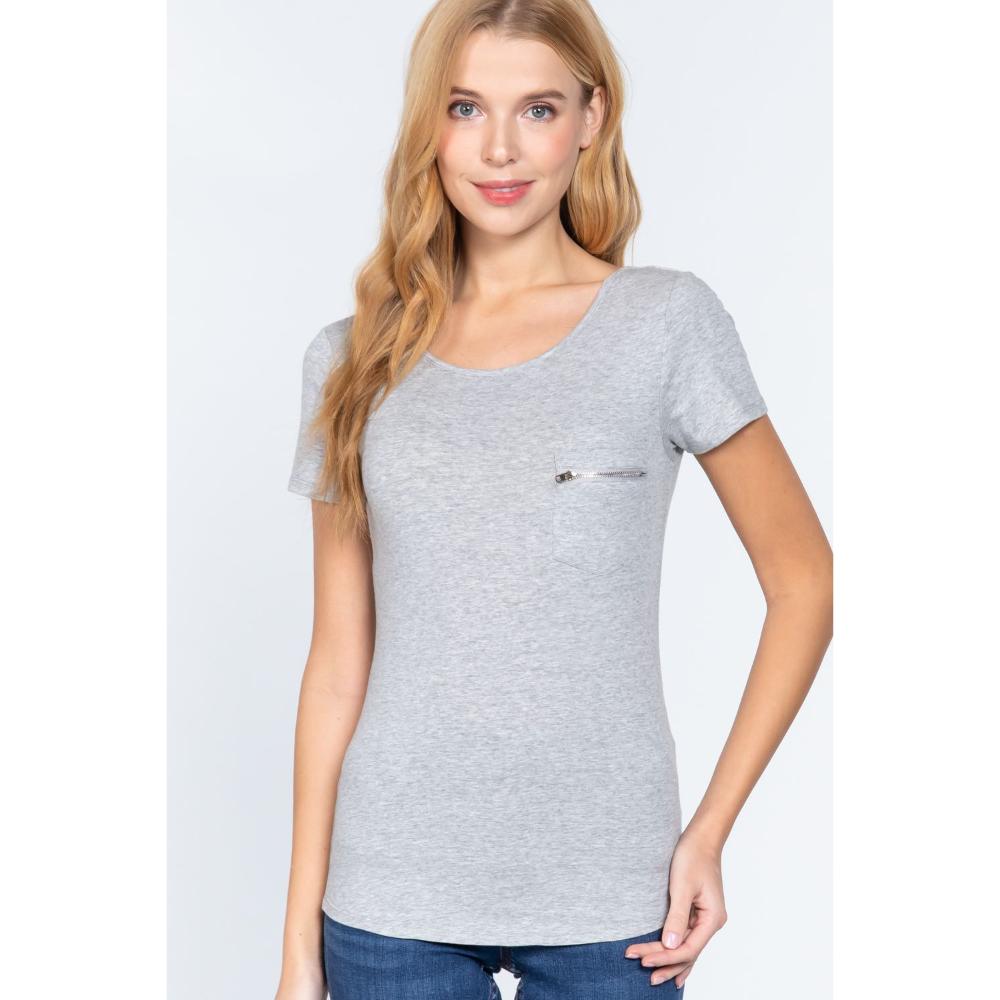 

Короткий топ Slv с карманом на молнии FASHNZFAB, цвет heather grey