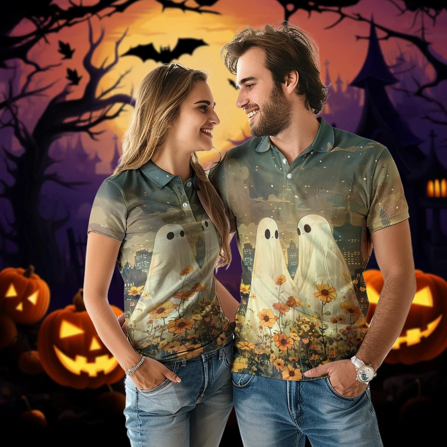 Футболка поло с принтом, Halloween, бренд Generic, цвет Hlw_04 — фото 2