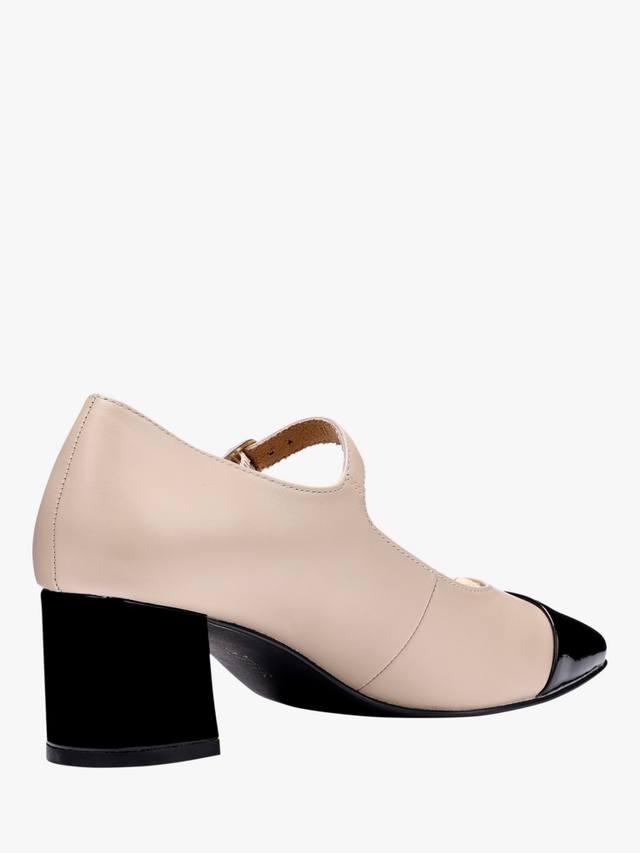 Блестящие туфли-лодочки Mary Jane с широкой колодкой из кожи Hotter, Beige/Black — фото 4