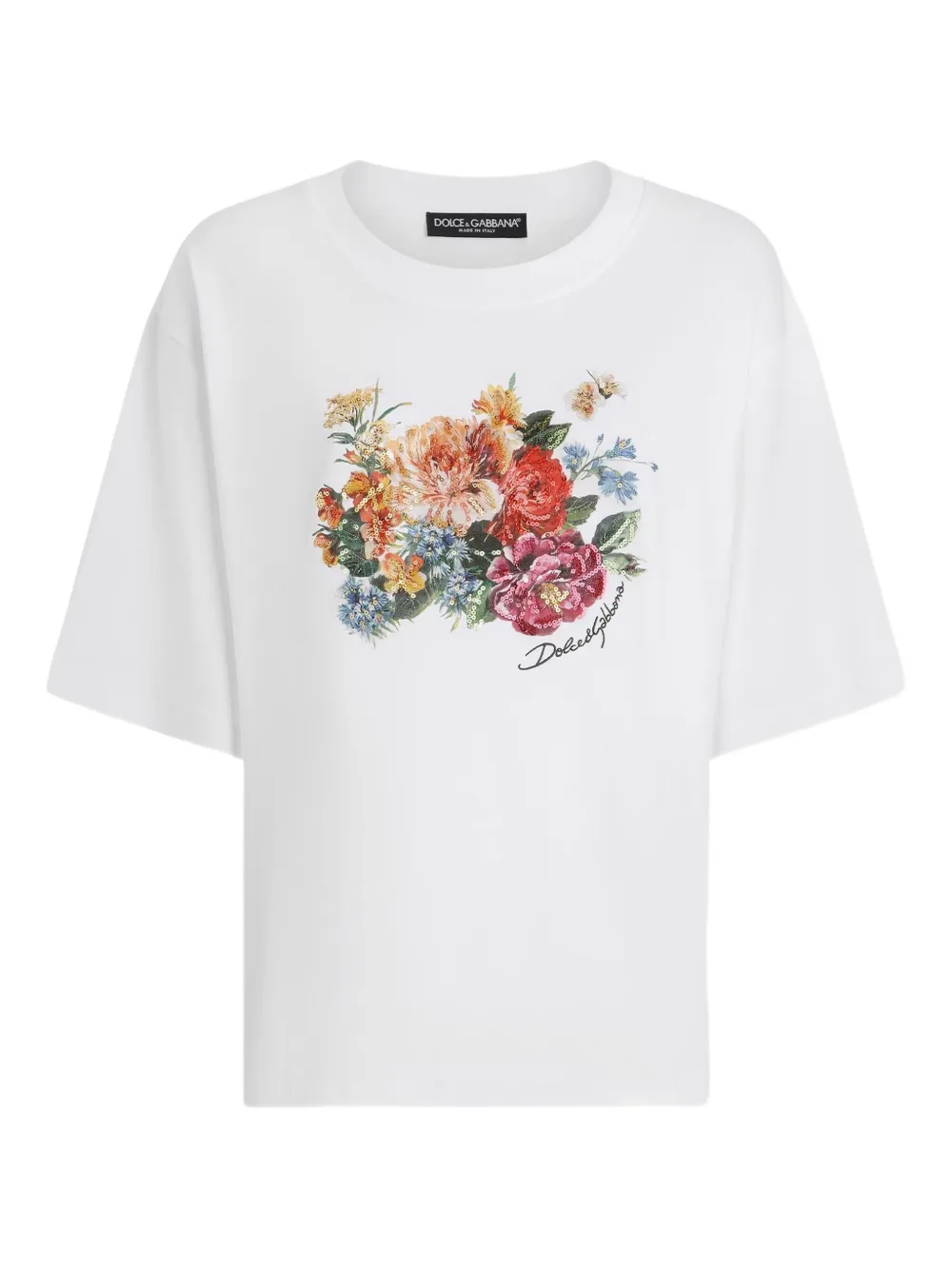

Футболка с цветочным принтом DOLCE & GABBANA, белый