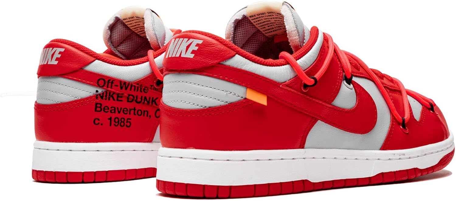 Красные и белые кроссовки Nike x Off-White Dunk Low — фото 3