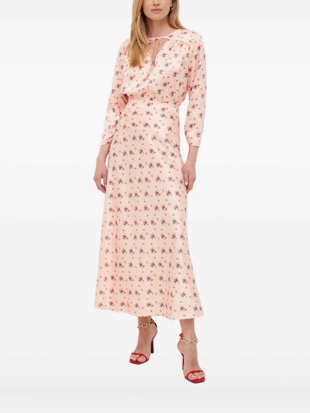 

Топ с цветочным принтом и завязкой на шее Notes du Nord, розовый