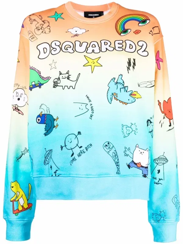 Толстовка с принтом логотипа Doodle-Detail Dsquared2, синий
