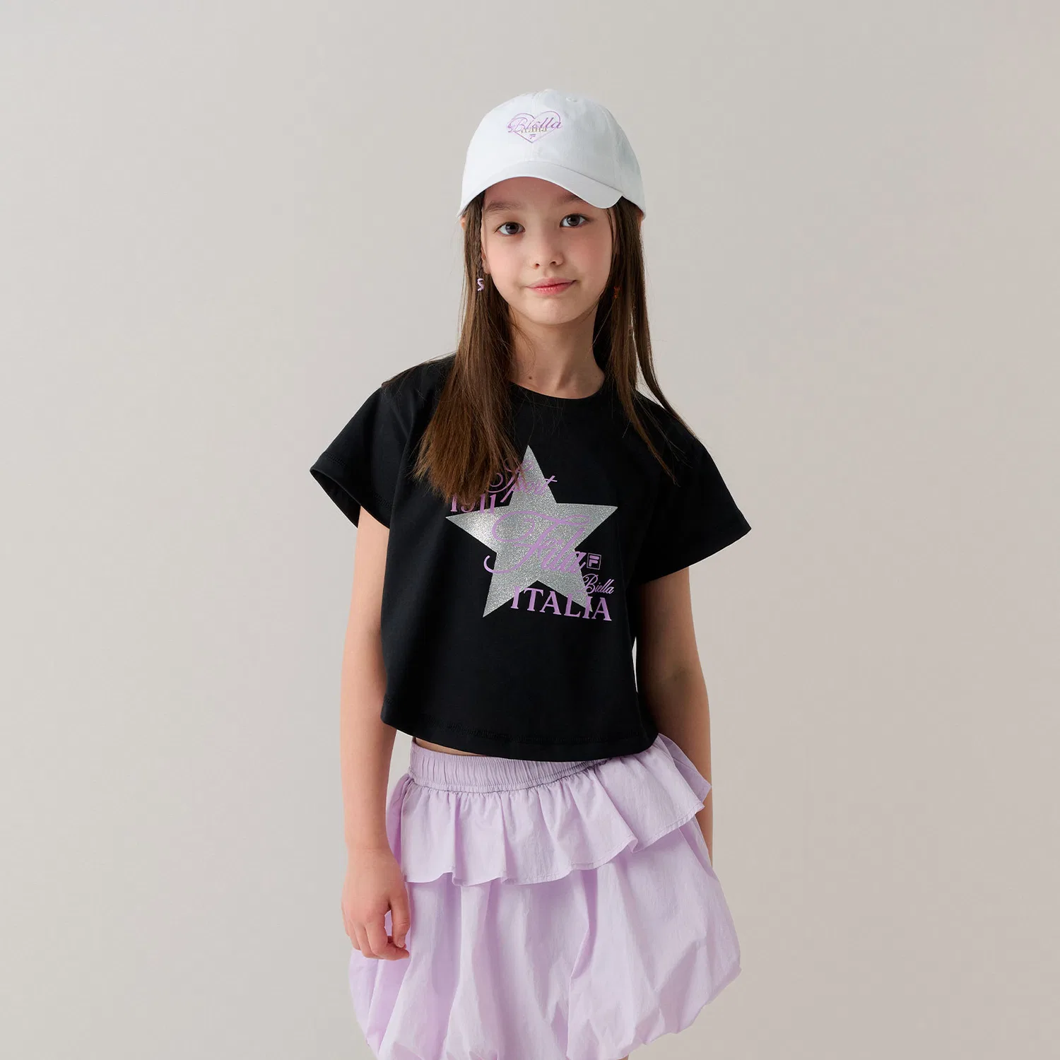 Детская укороченная футболка Twinkle Stitch чёрная от Fila Kids